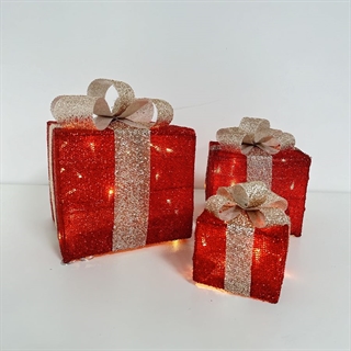 Gaveæsker med LED-lys – sæt med 3 stk.